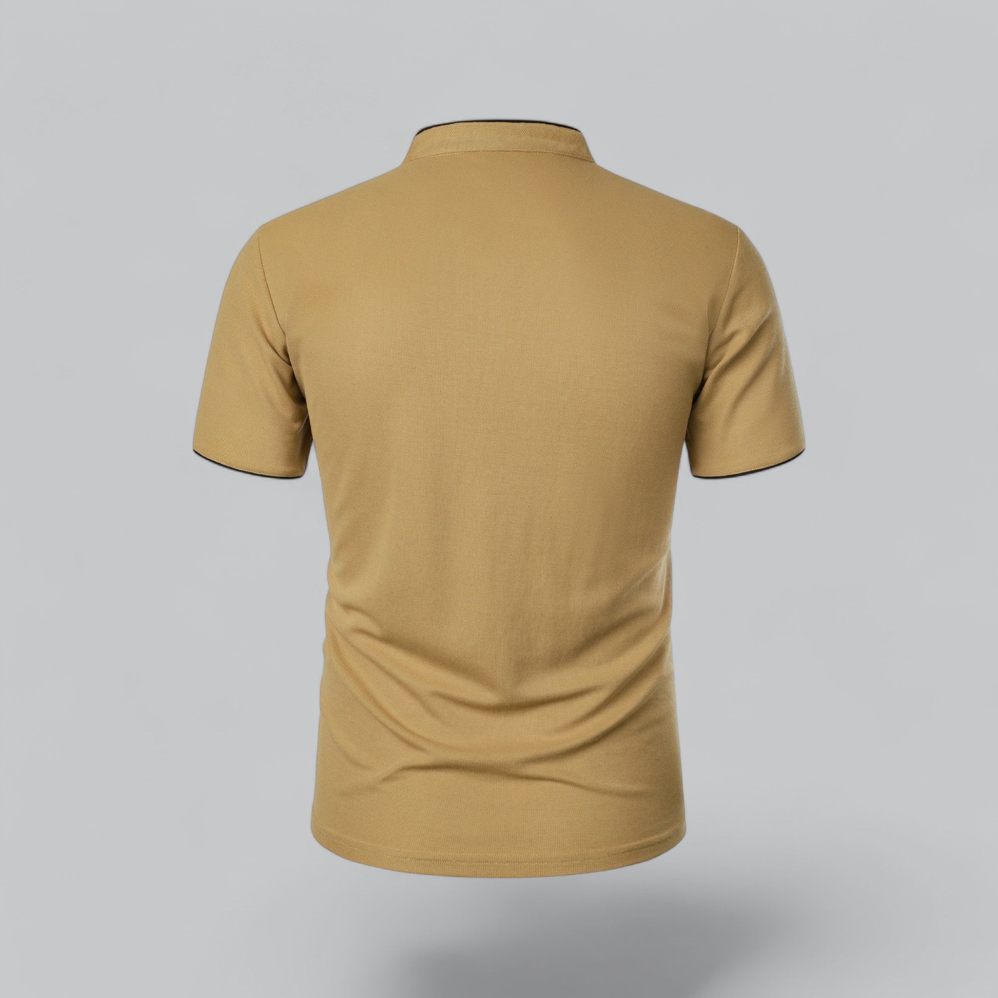 timeless old money style essential men's collarless polo shirt