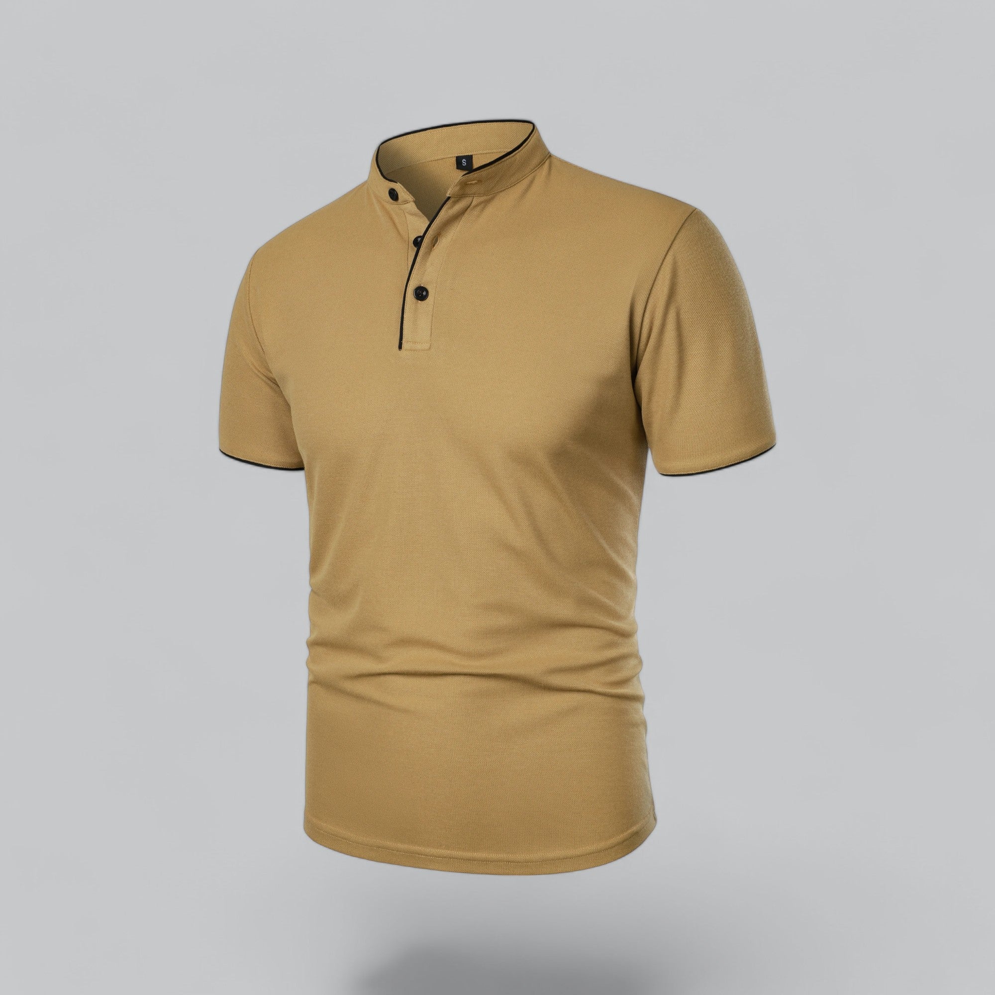 timeless old money style essential men's collarless polo shirt