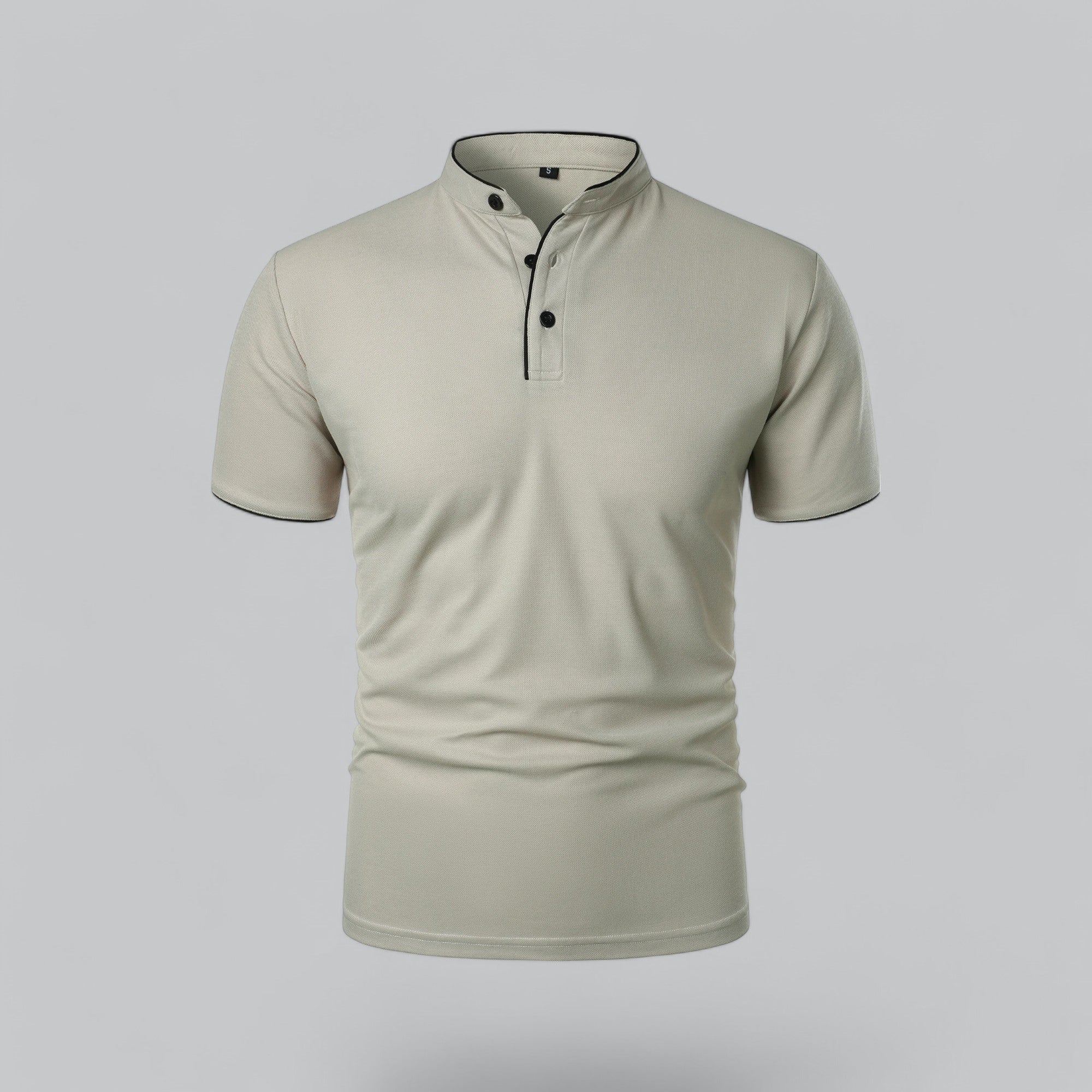 timeless old money style essential men's collarless polo shirt
