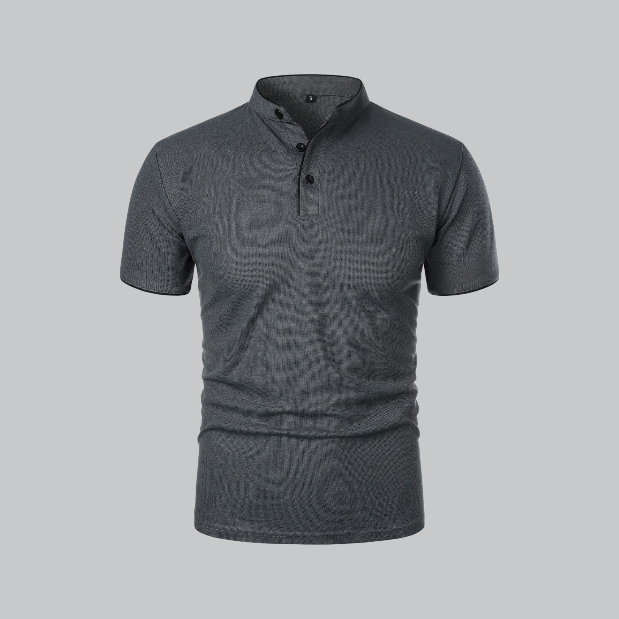 timeless old money style essential men's collarless polo shirt