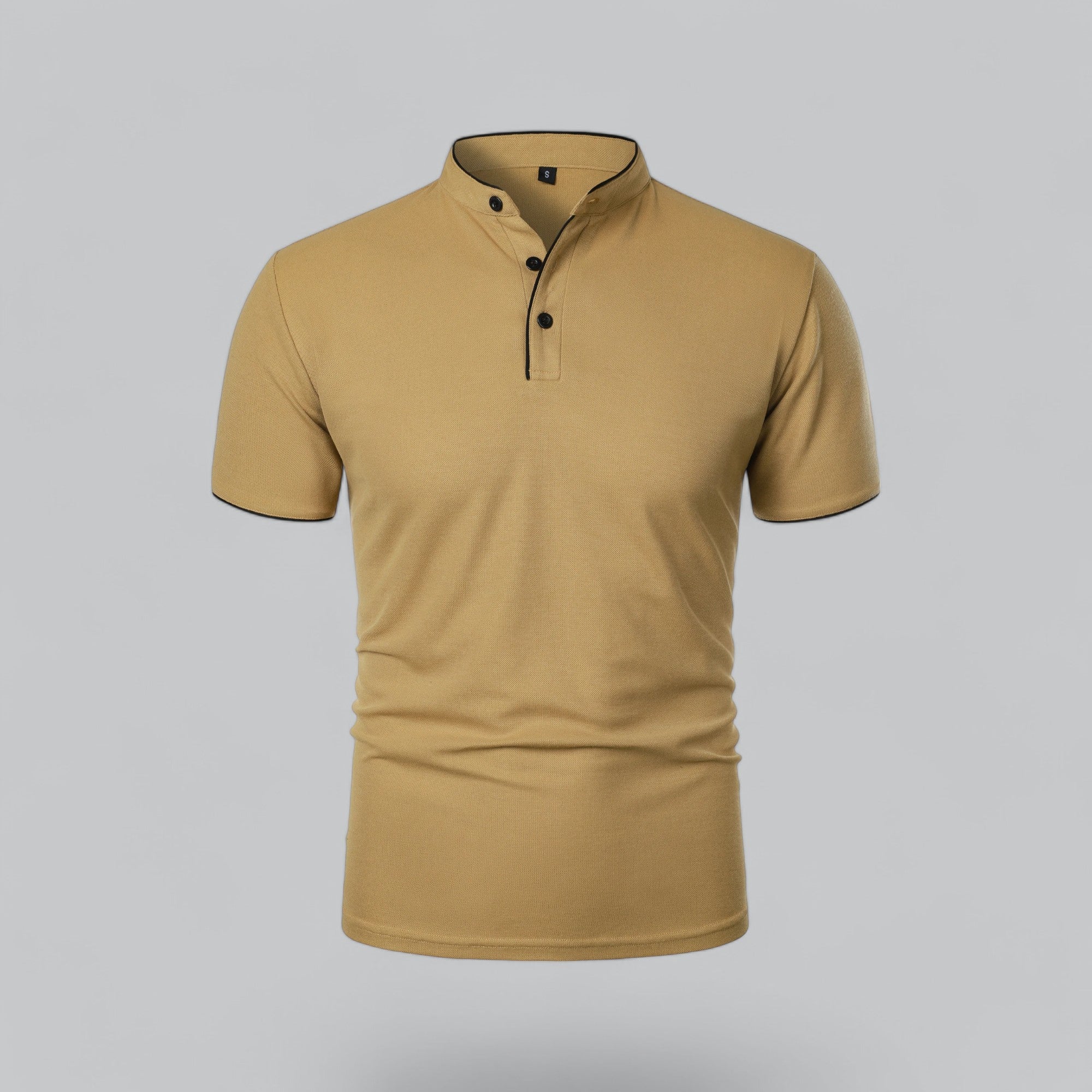 timeless old money style essential men's collarless polo shirt