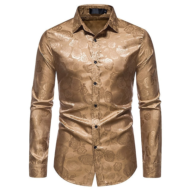 men's elegant long sleeve shirt with gloss finish statement piece for special occasions