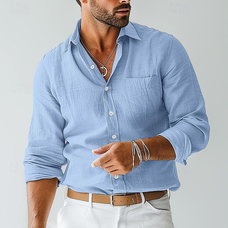 men's lightweight long sleeve shirt relaxed fit for warm weather