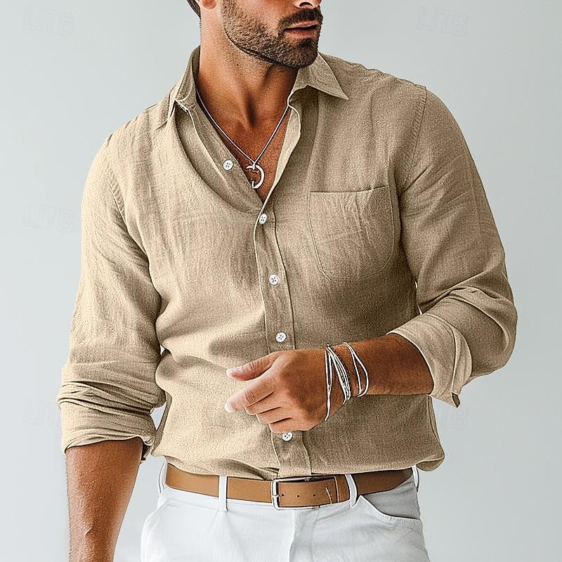 men's lightweight long sleeve shirt relaxed fit for warm weather