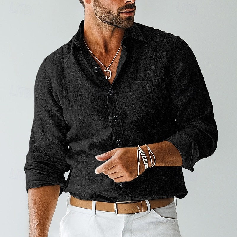 men's lightweight long sleeve shirt relaxed fit for warm weather