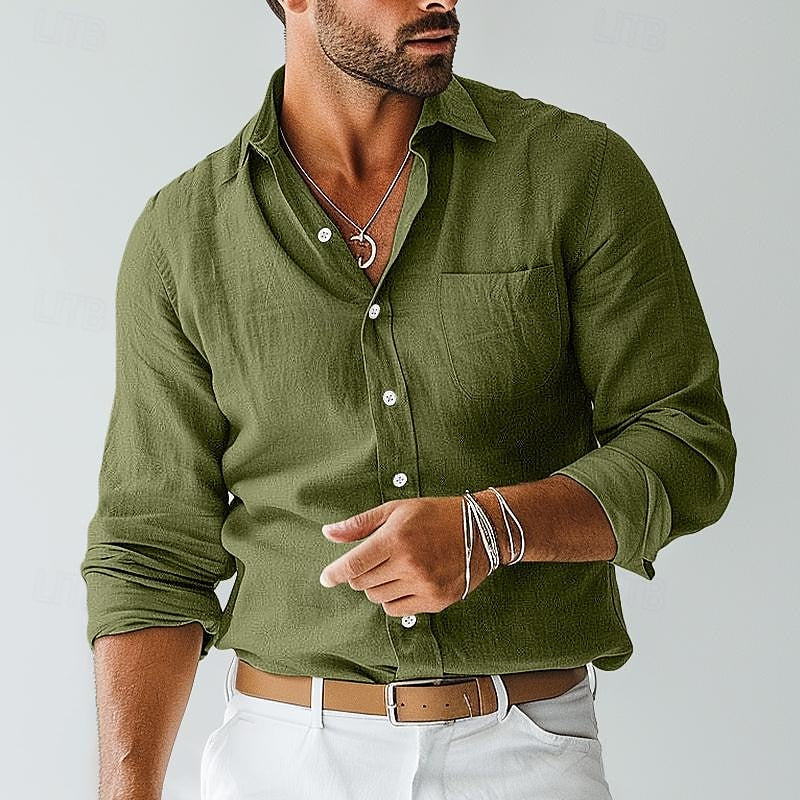men's lightweight long sleeve shirt relaxed fit for warm weather
