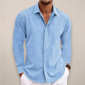 linen long sleeve shirt for men - classic button-up with tailored fit