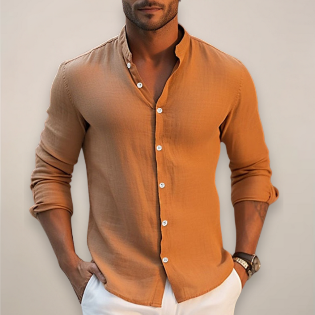 linen summer shirt for men short sleeve casual button up