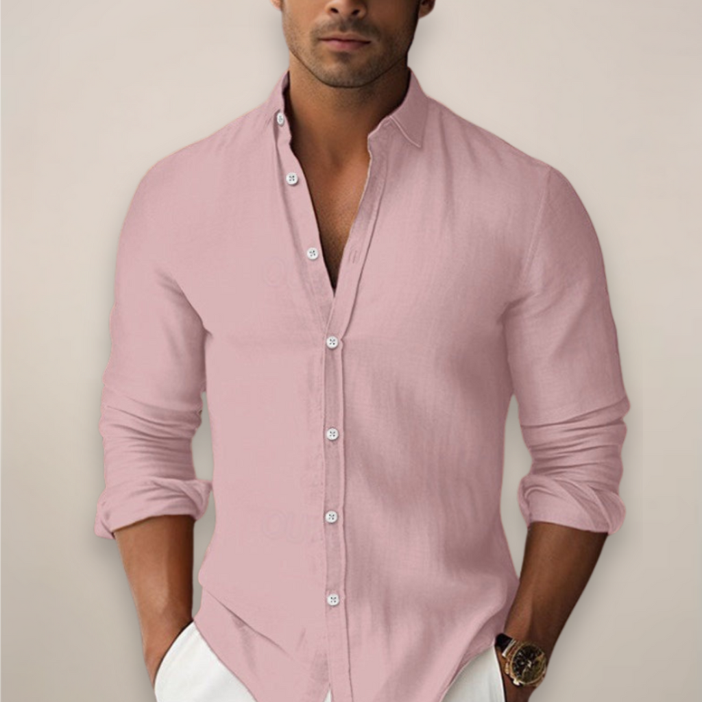 linen summer shirt for men short sleeve casual button up