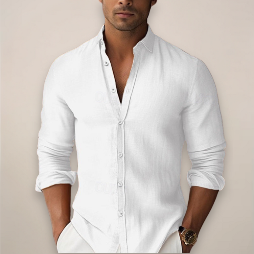 linen summer shirt for men short sleeve casual button up