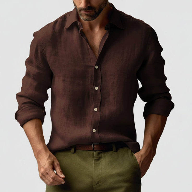 linen vintage button-up shirt for men, lightweight and smart-casual essential