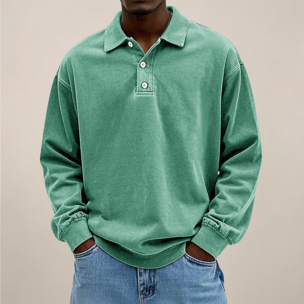 relaxed smart casual essential men's long sleeve polo shirt