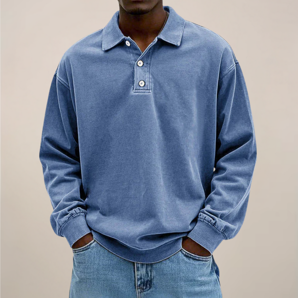 relaxed smart casual essential men's long sleeve polo shirt