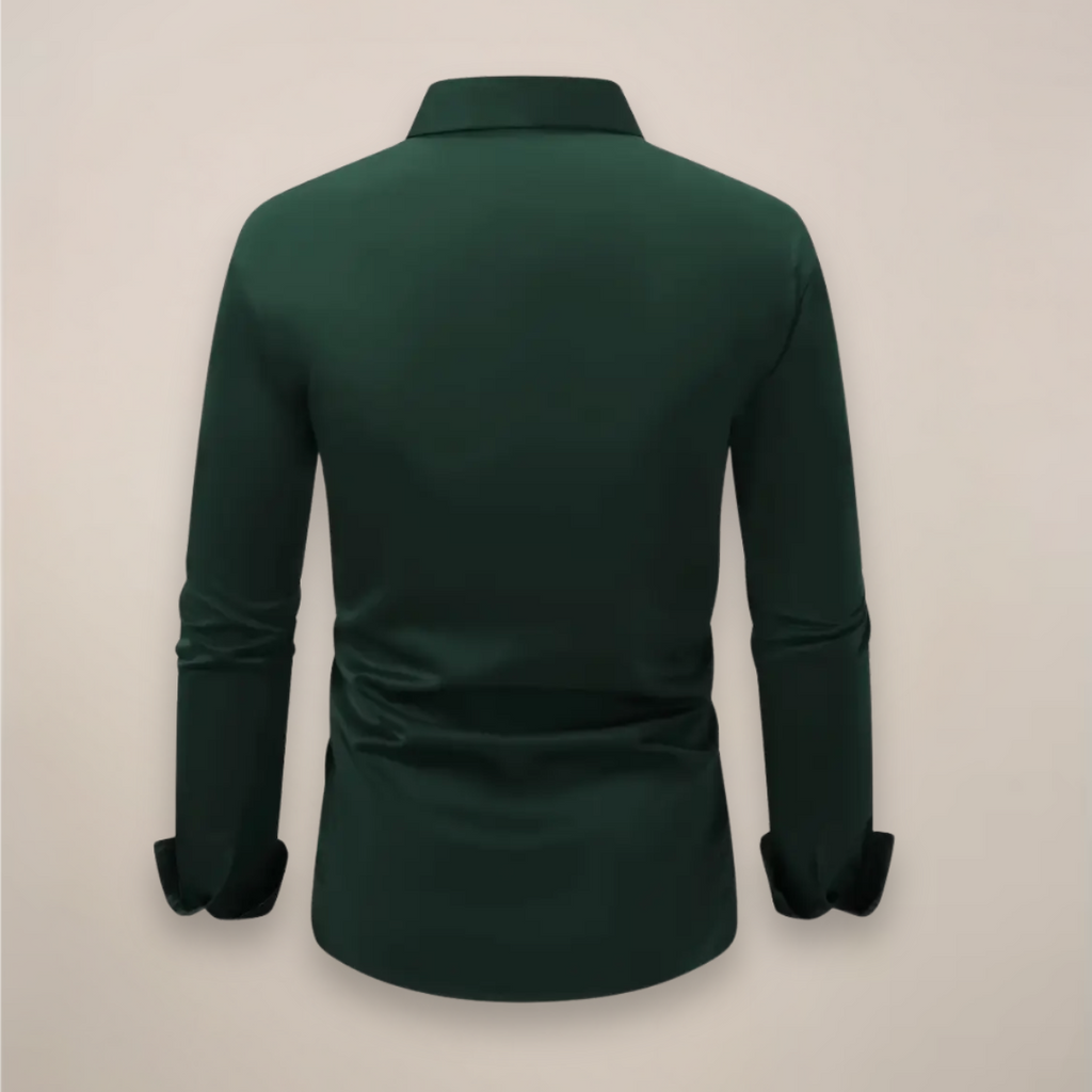 men's long-sleeve shirt with classic notched collar, versatile smart style