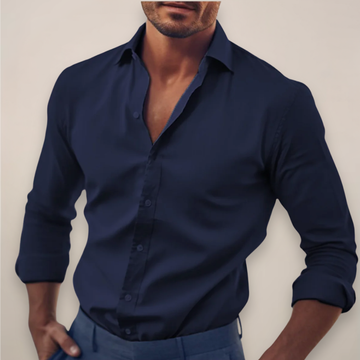 men's long sleeve smart button-down shirt in classic colors