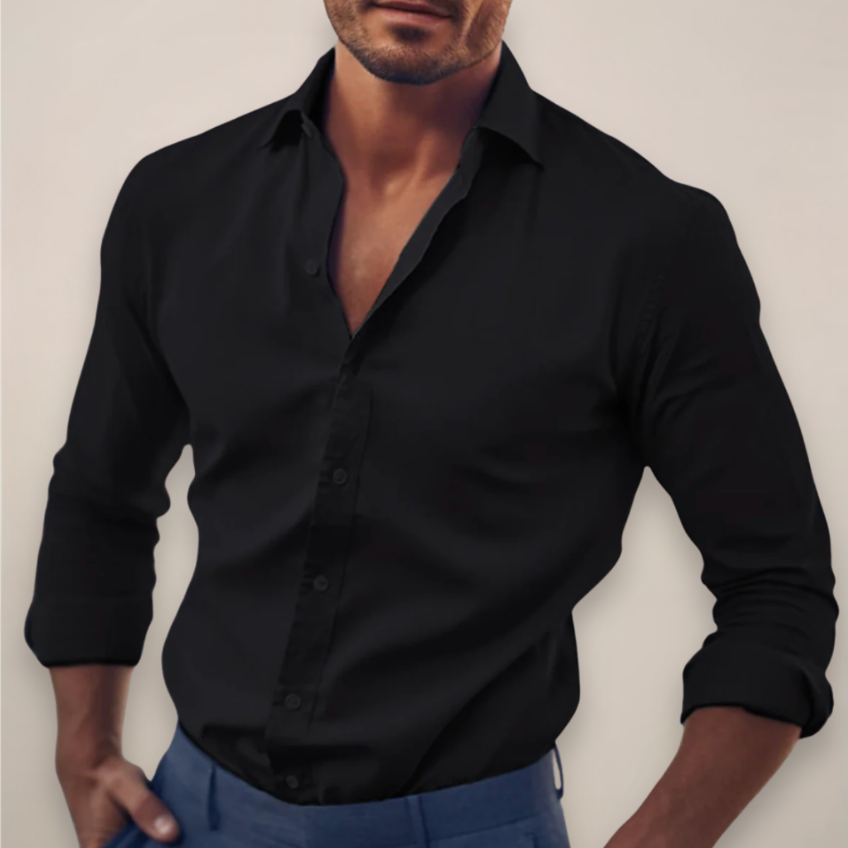 men's long sleeve smart button-down shirt in classic colors