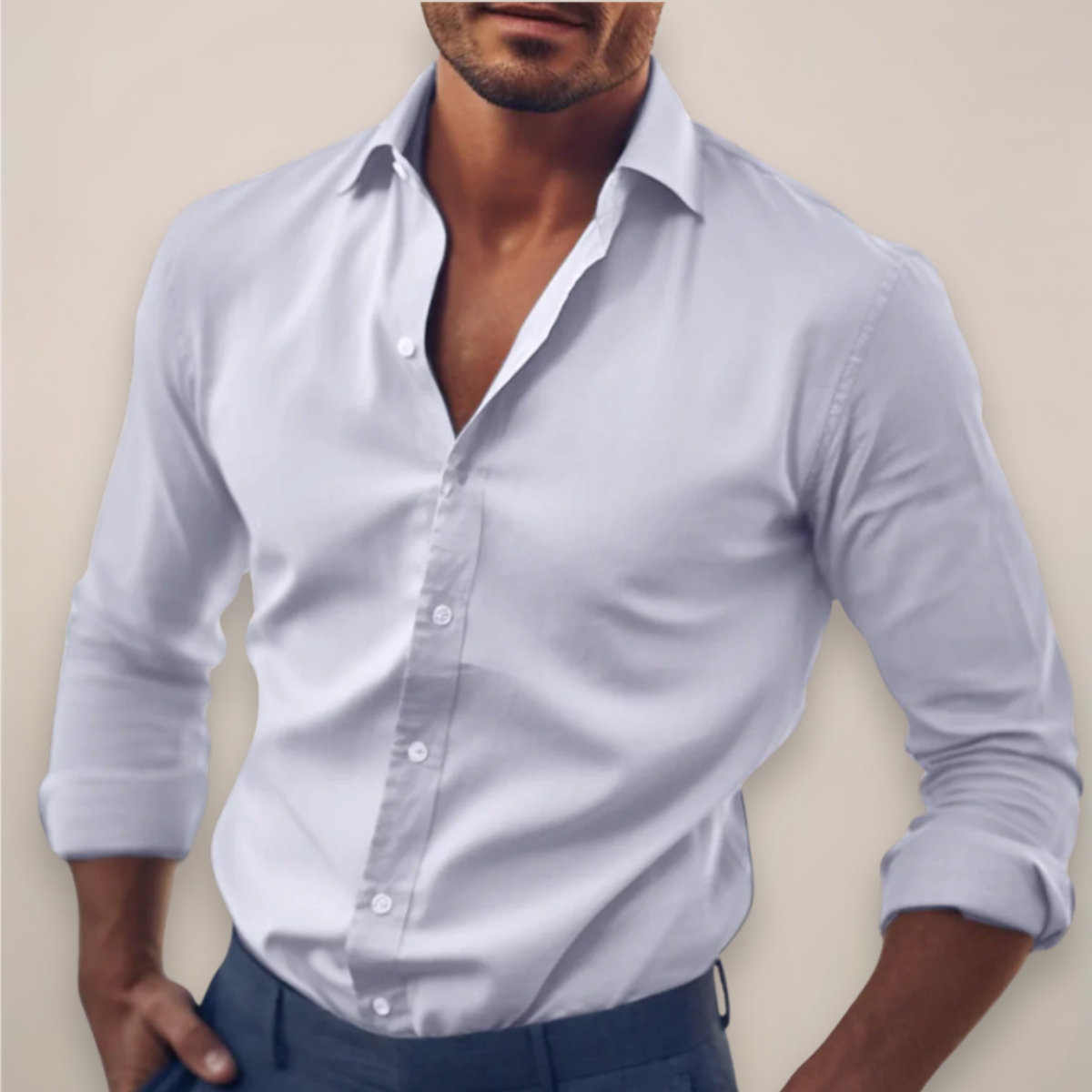 men's long sleeve smart button-down shirt in classic colors