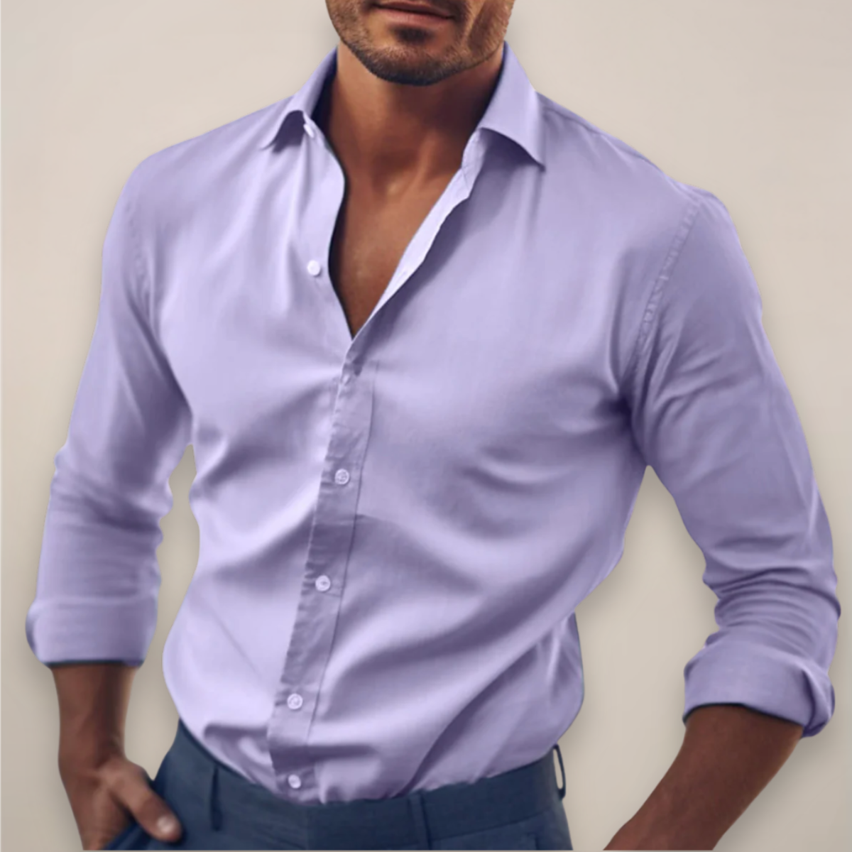men's long sleeve smart button-down shirt in classic colors