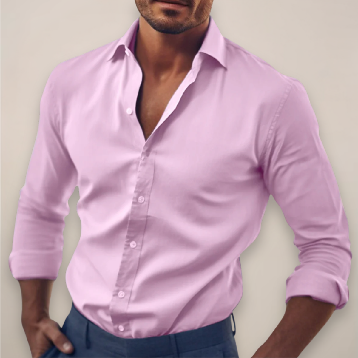 men's long sleeve smart button-down shirt in classic colors