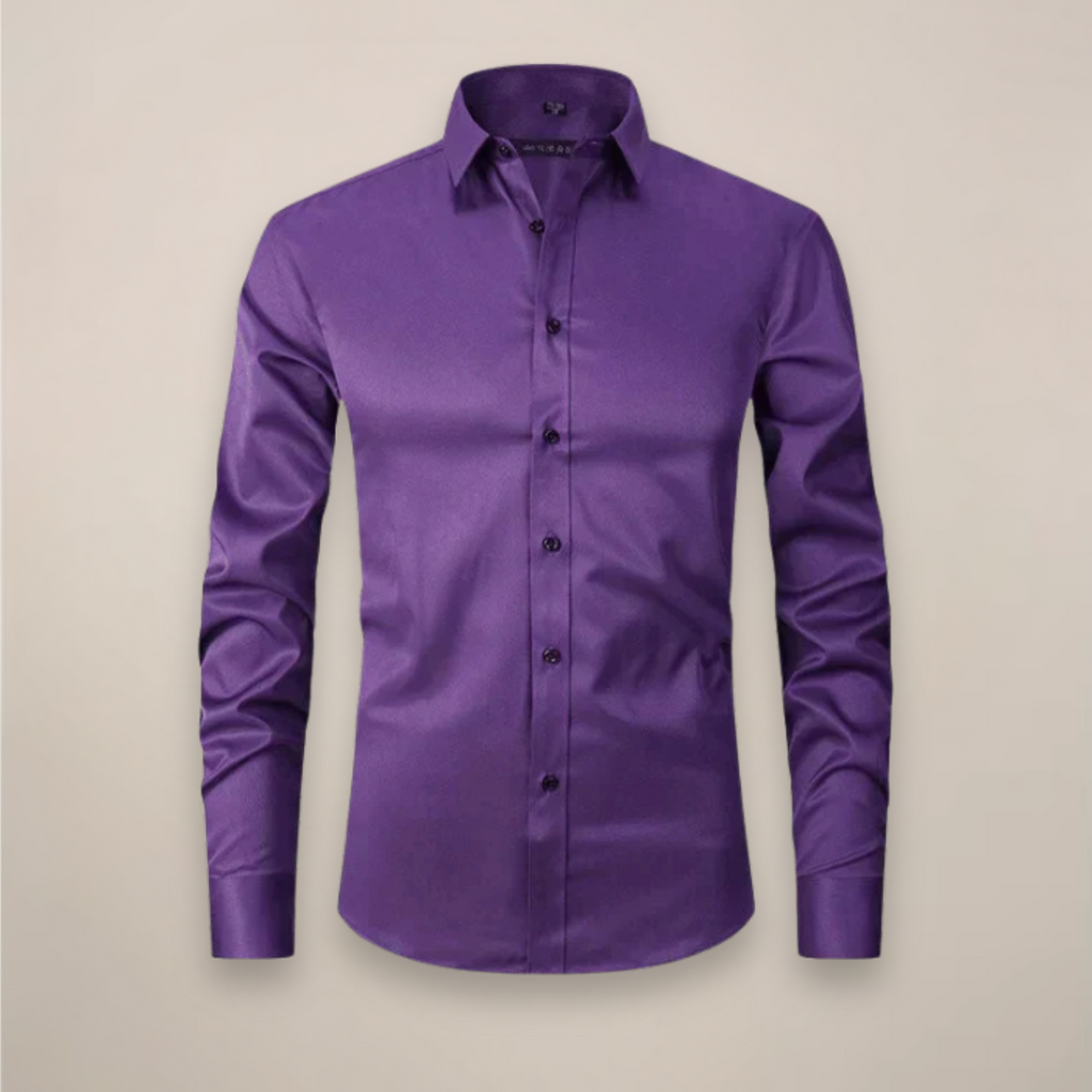men's long sleeve shirt with classic structured fit and wrinkle resistant finish