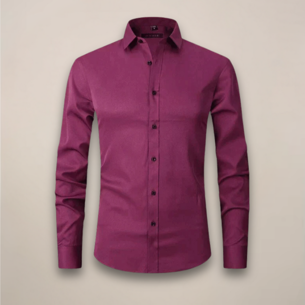 men's long sleeve shirt with classic structured fit and wrinkle resistant finish