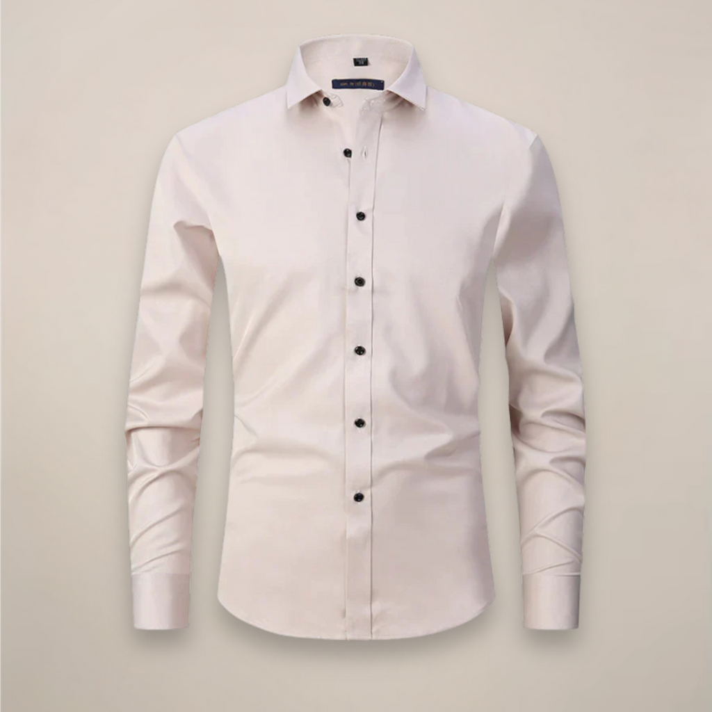 men's long sleeve shirt with classic structured fit and wrinkle resistant finish