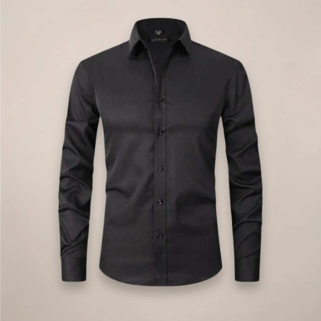 men's long sleeve shirt with classic structured fit and wrinkle resistant finish