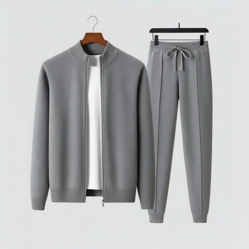 men's lounge set zip up sweater and drawstring trousers for effortless comfort