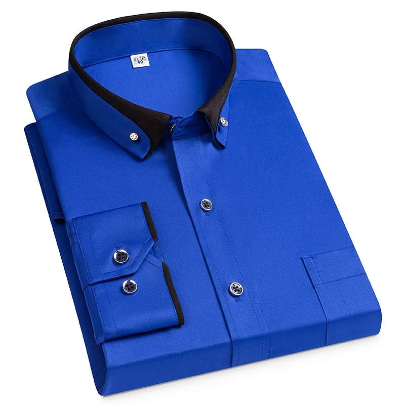 men's plain shirt with contrasting two-tone collar for smart casual