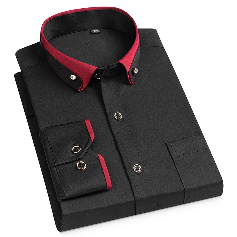 men's plain shirt with contrasting two-tone collar for smart casual