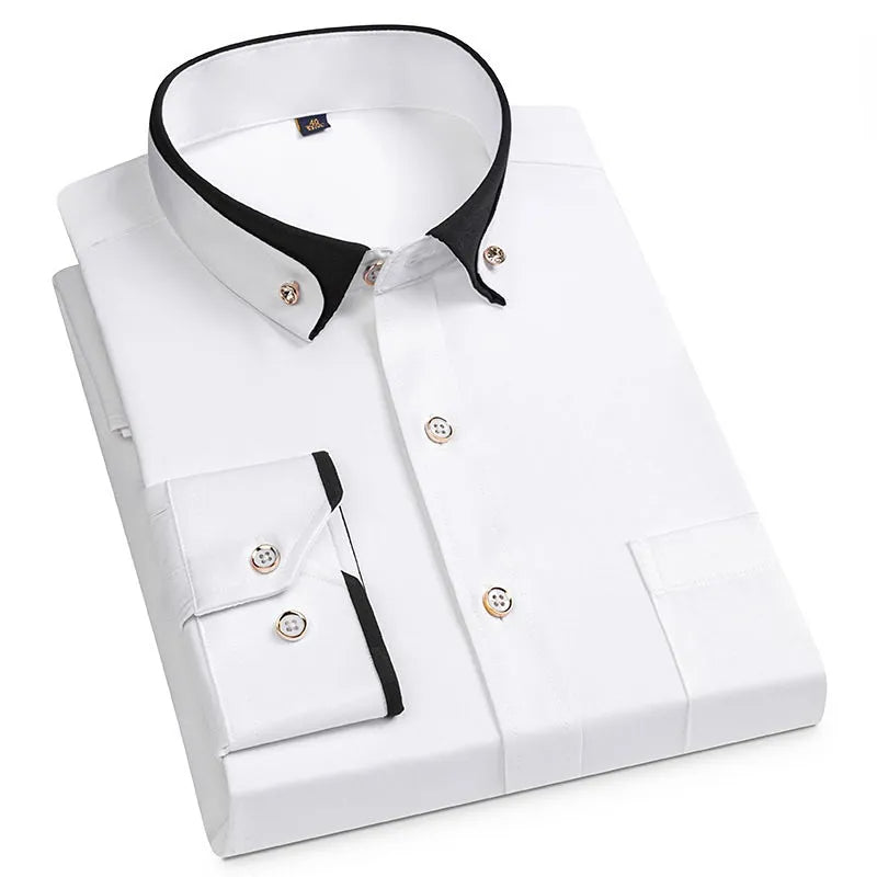 men's plain shirt with contrasting two-tone collar for smart casual