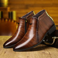 men's retro ankle boots with side zip polished dress shoes
