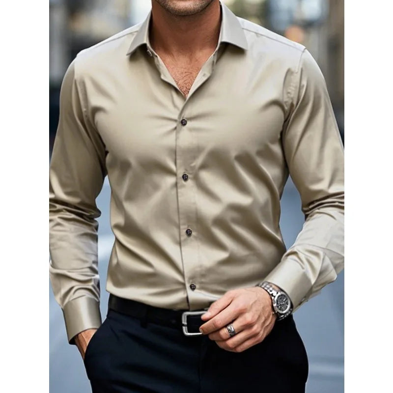 men's slim fit classic button-down long-sleeve shirt