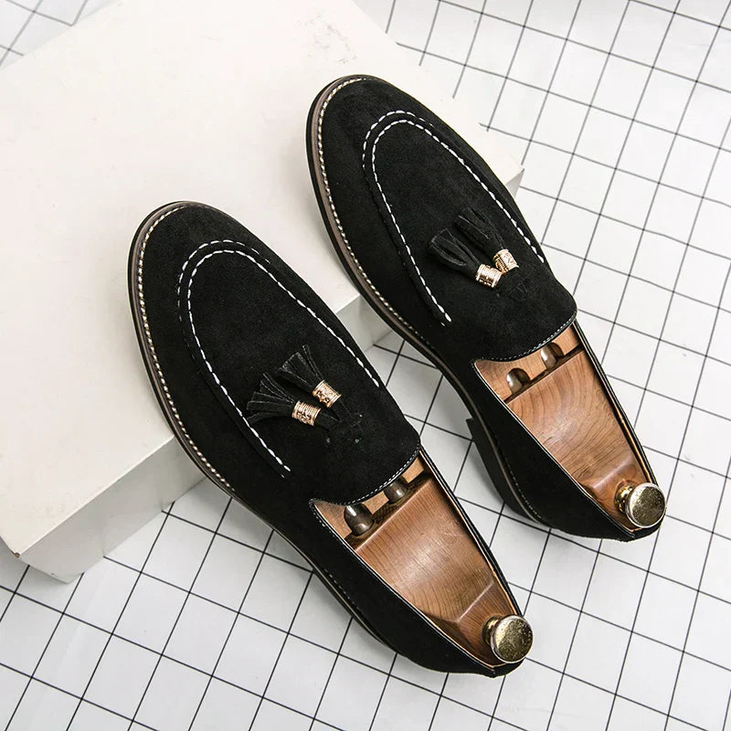 men's tassel suede loafers for smart casual office and weekend