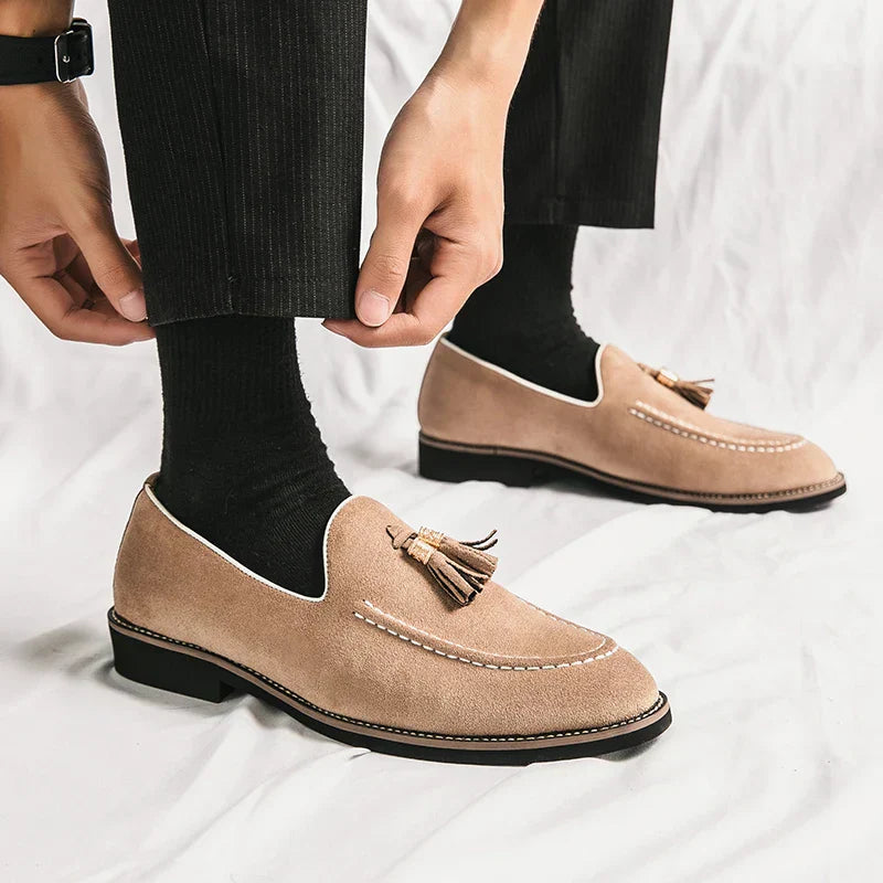men's tassel suede loafers for smart casual office and weekend