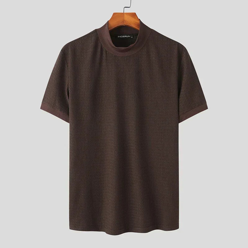 men's textured short sleeve crew neck classic tee shirt
