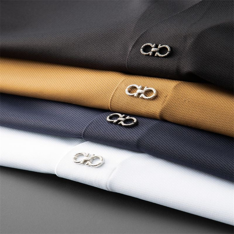 men's elastic-waist short sleeve polo shirt and trousers set