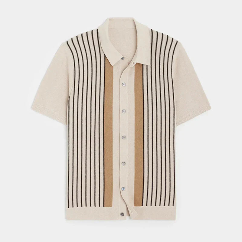 men's short sleeve striped polo shirt for spring and summer