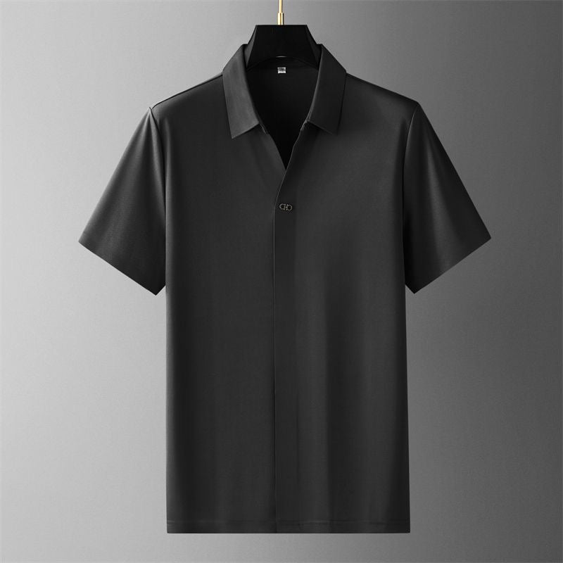 men's elastic-waist short sleeve polo shirt and trousers set