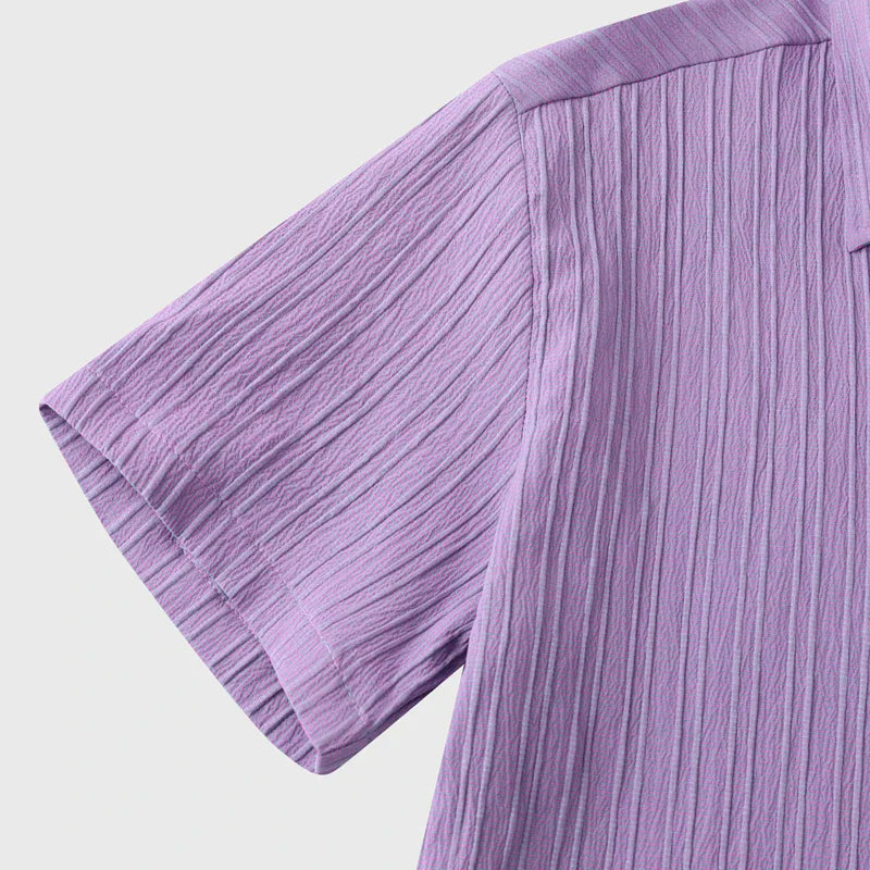 short sleeve button up shirt for men with polo collar and chest pocket