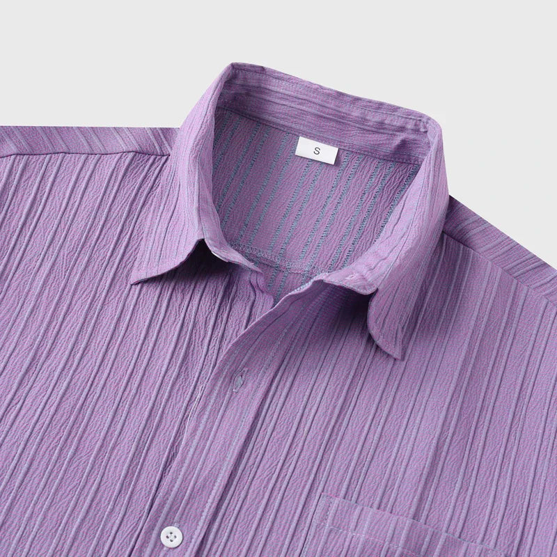 short sleeve button up shirt for men with polo collar and chest pocket