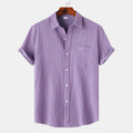 short sleeve button up shirt for men with polo collar and chest pocket