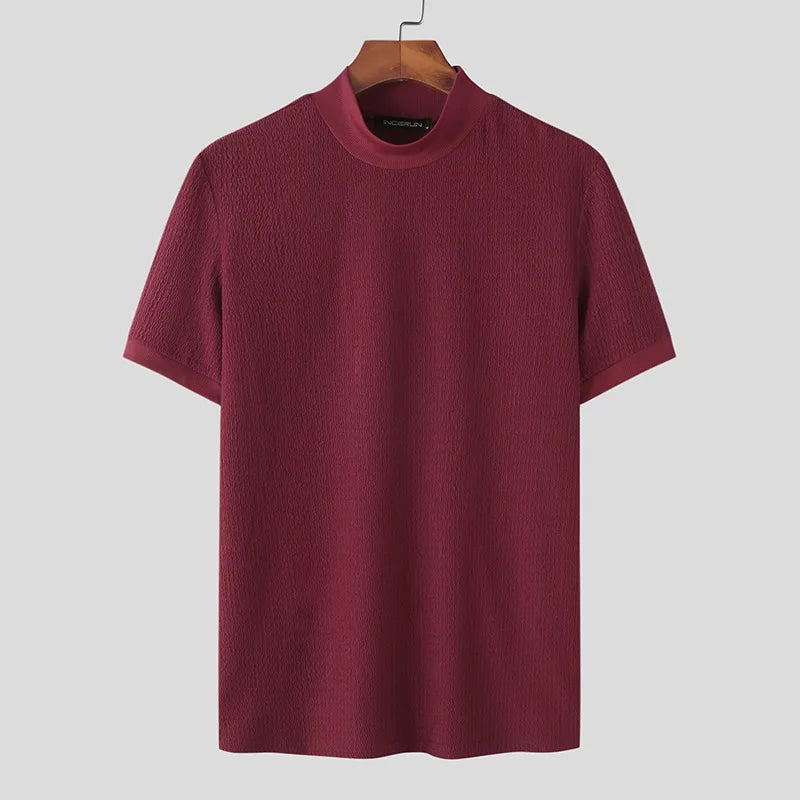 men's textured short sleeve crew neck classic tee shirt