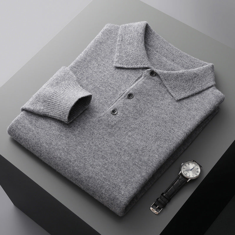 soft long sleeve polo shirt, classic fit for smart casual