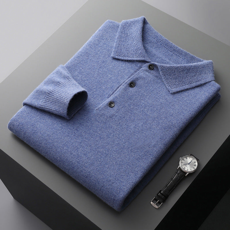 soft long sleeve polo shirt, classic fit for smart casual