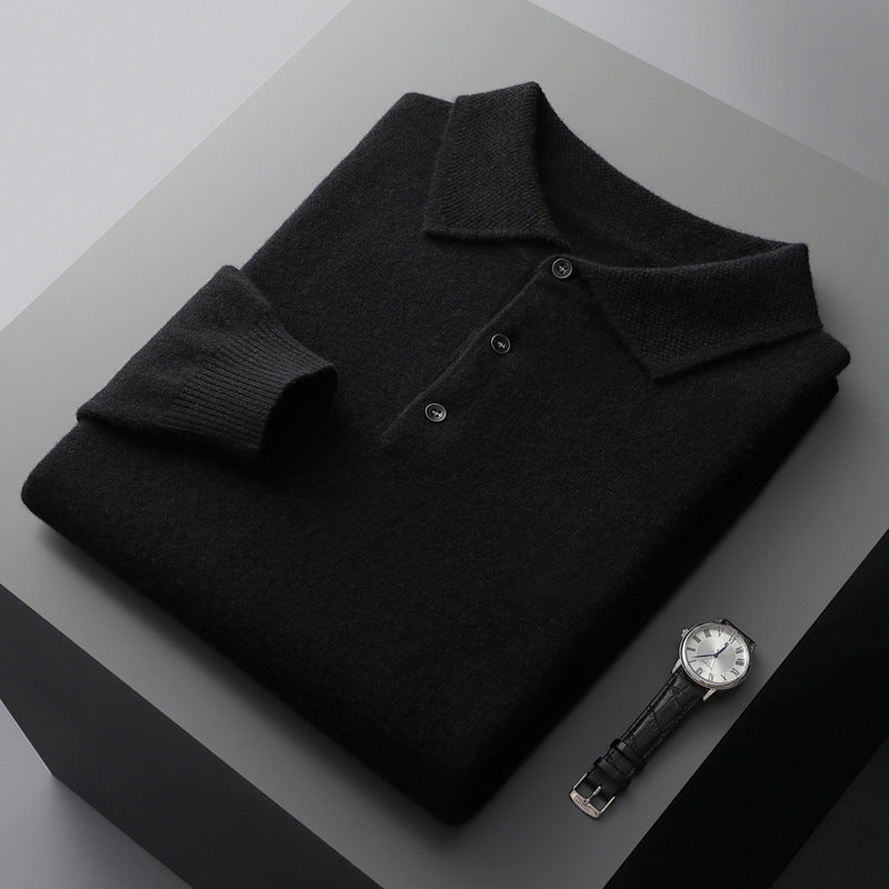 soft long sleeve polo shirt, classic fit for smart casual
