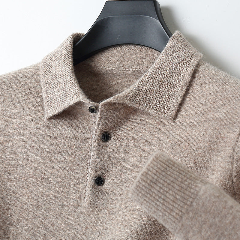 soft long sleeve polo shirt, classic fit for smart casual