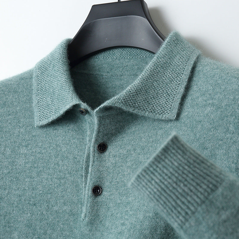 soft long sleeve polo shirt, classic fit for smart casual