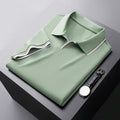 men's short sleeve pique polo shirt with spread collar and contrast stripe tips