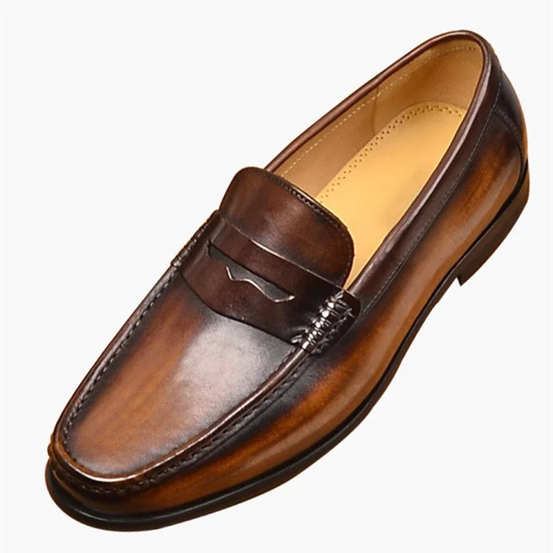 retro faux leather loafers, formal slip-on moccasins, vegan